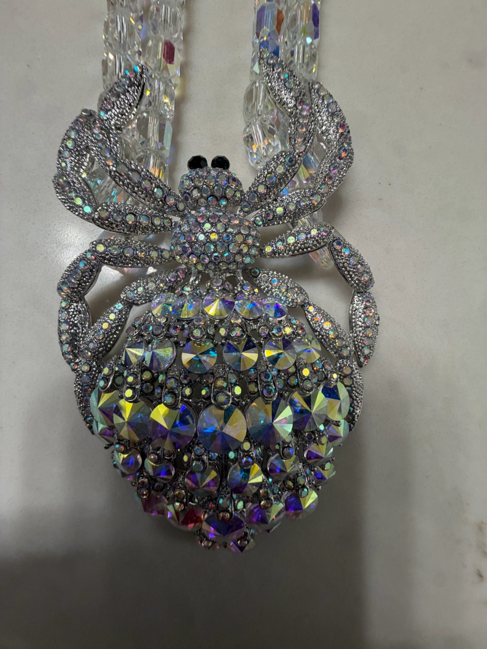Crystal Spider Statement Necklace - Iridescent Crystal Accent